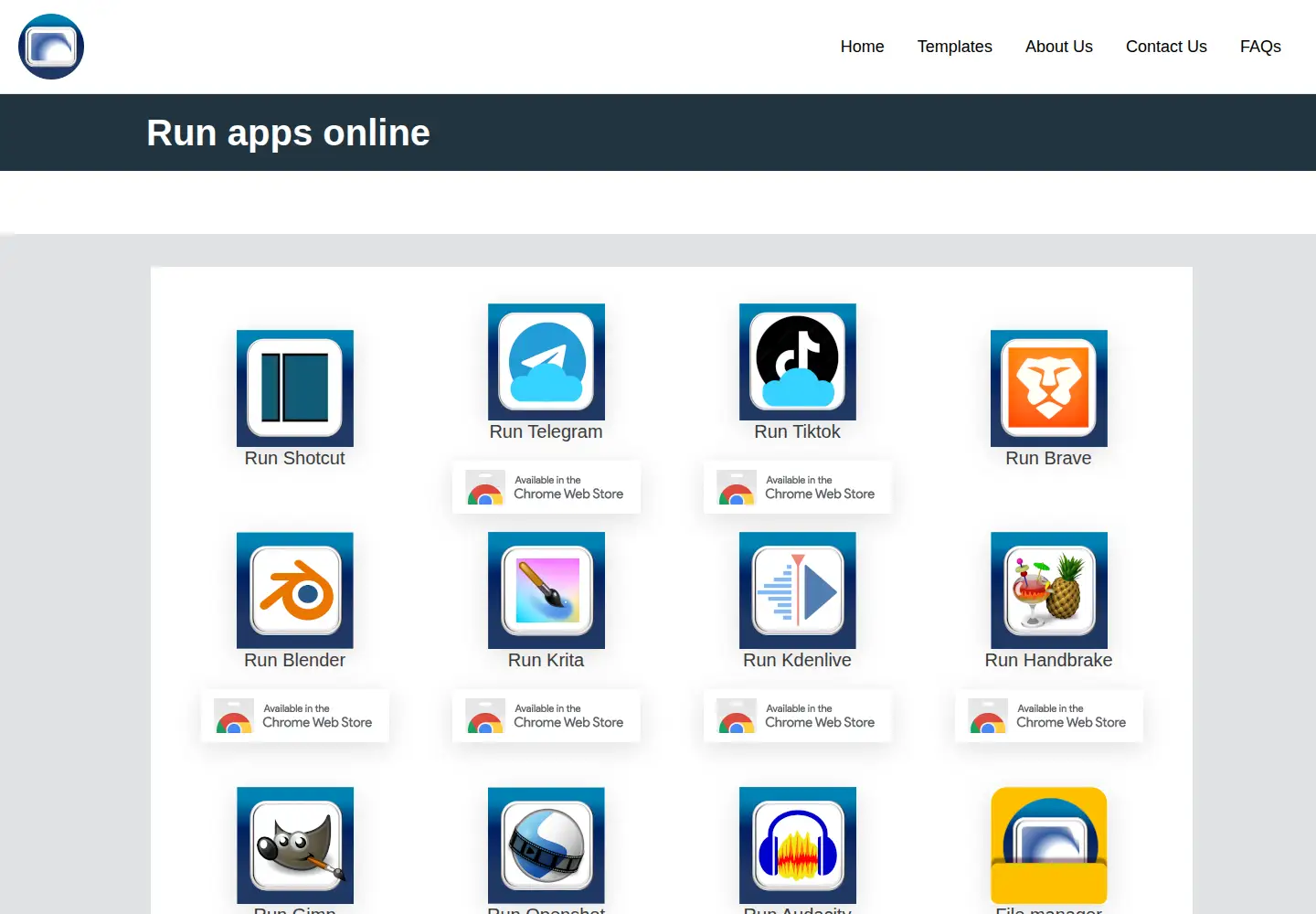 Captured homepage of runapps.org in the current scan