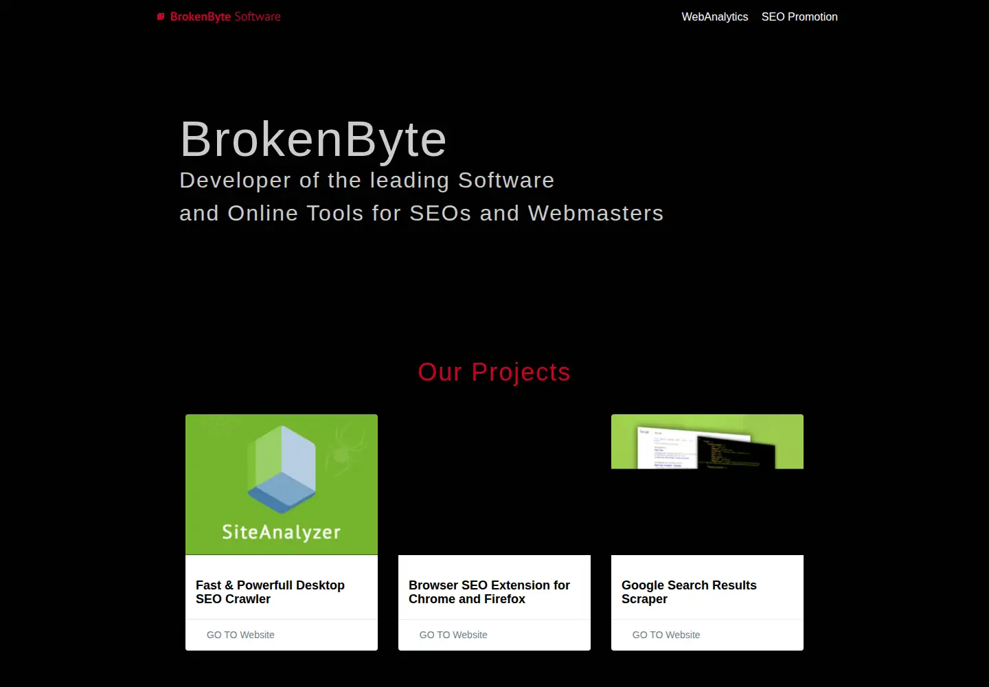 Captured homepage of brokenbyte.biz in the current scan