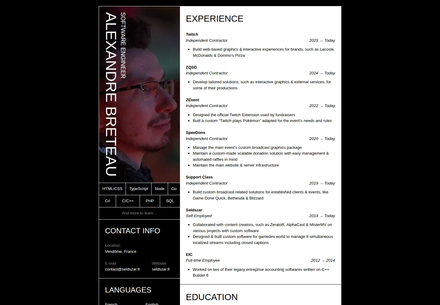 Screenshot of seldszar.fr