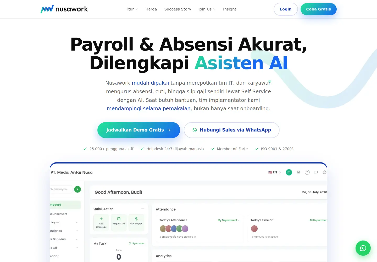 Captured homepage of nusawork.com in the current scan