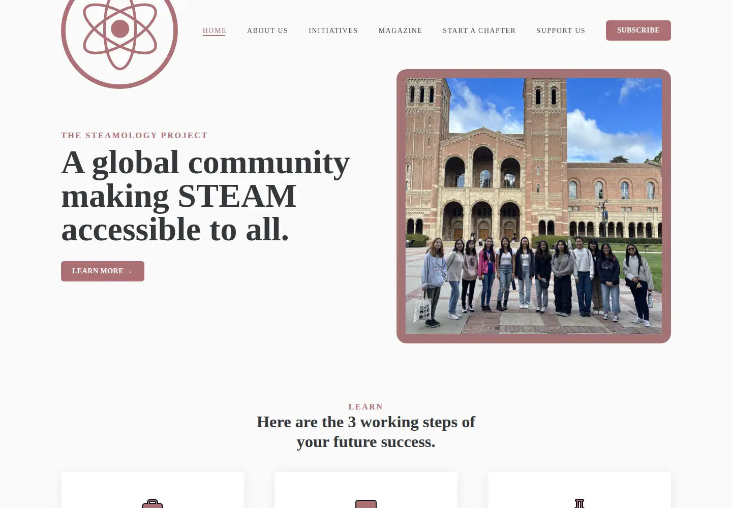 Screenshot of thesteamologyproject.org
