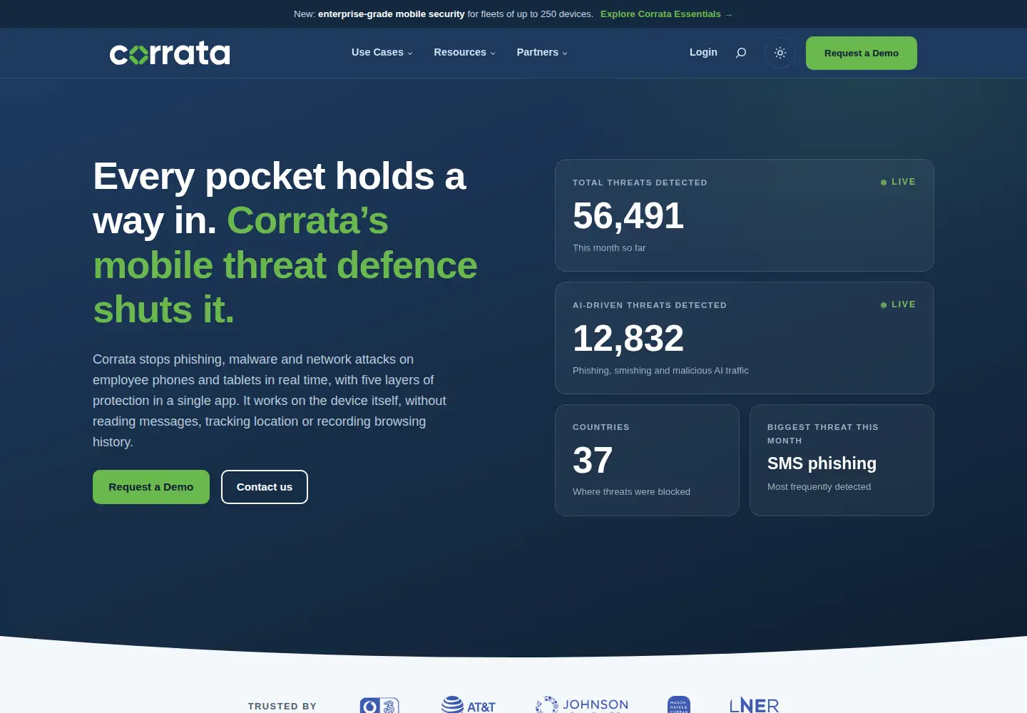 Captured homepage of corrata.com in the current scan