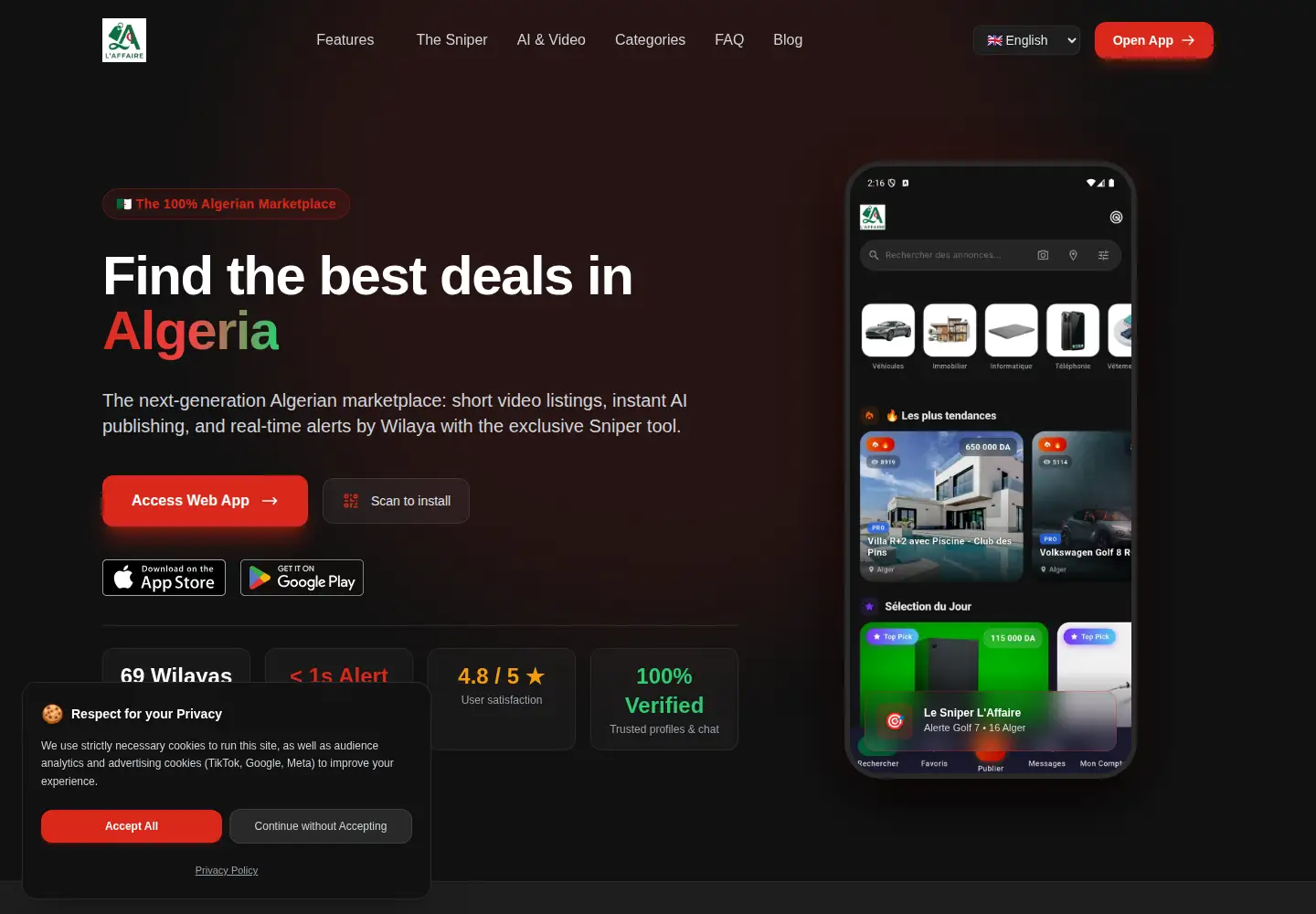 Screenshot of laffaire.life