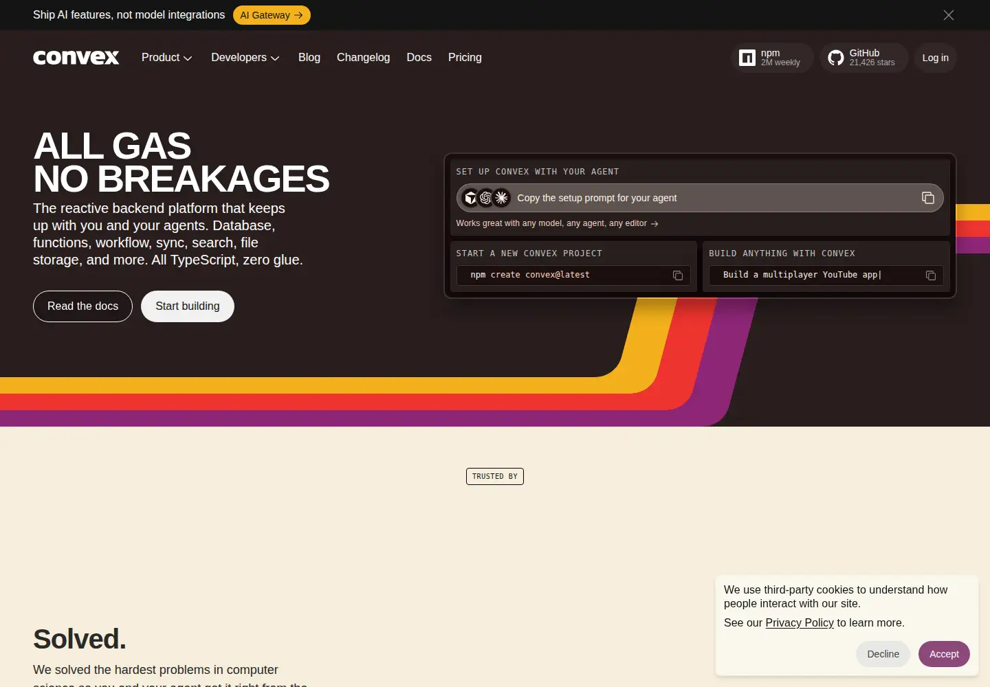 Captured homepage of convex.site in the current scan