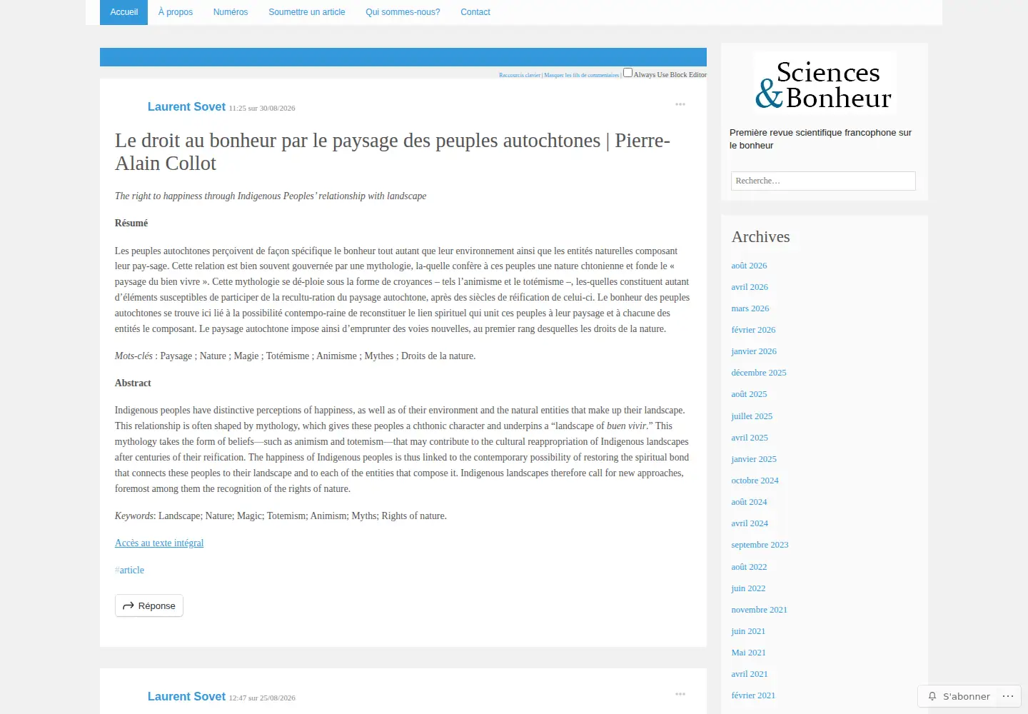 Screenshot of sciences-et-bonheur.org