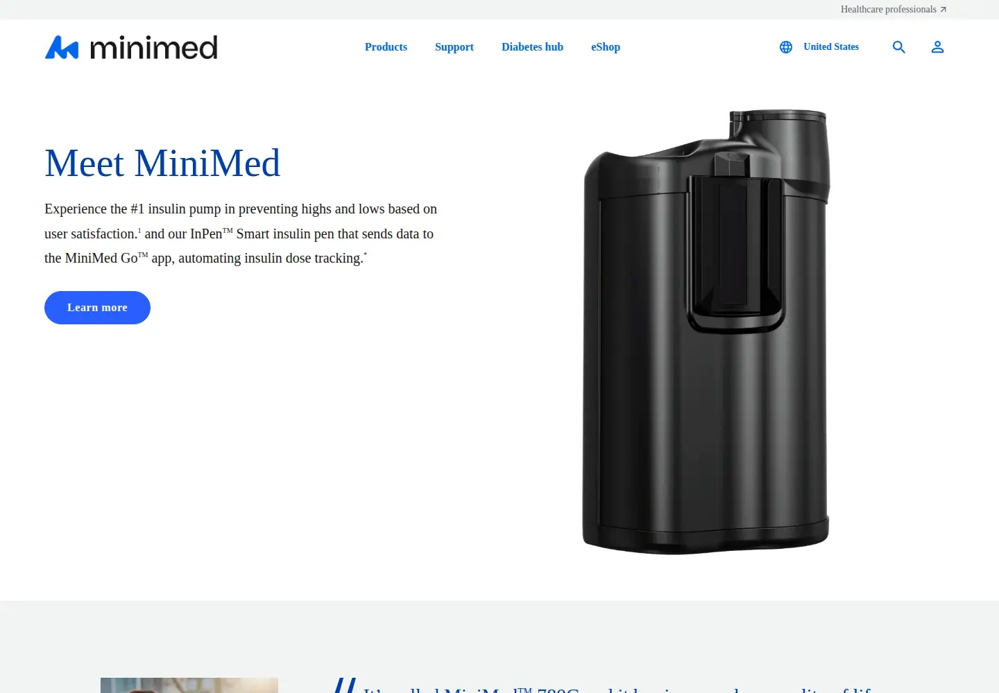 Captured homepage of medtronic-diabetes.com in the current scan