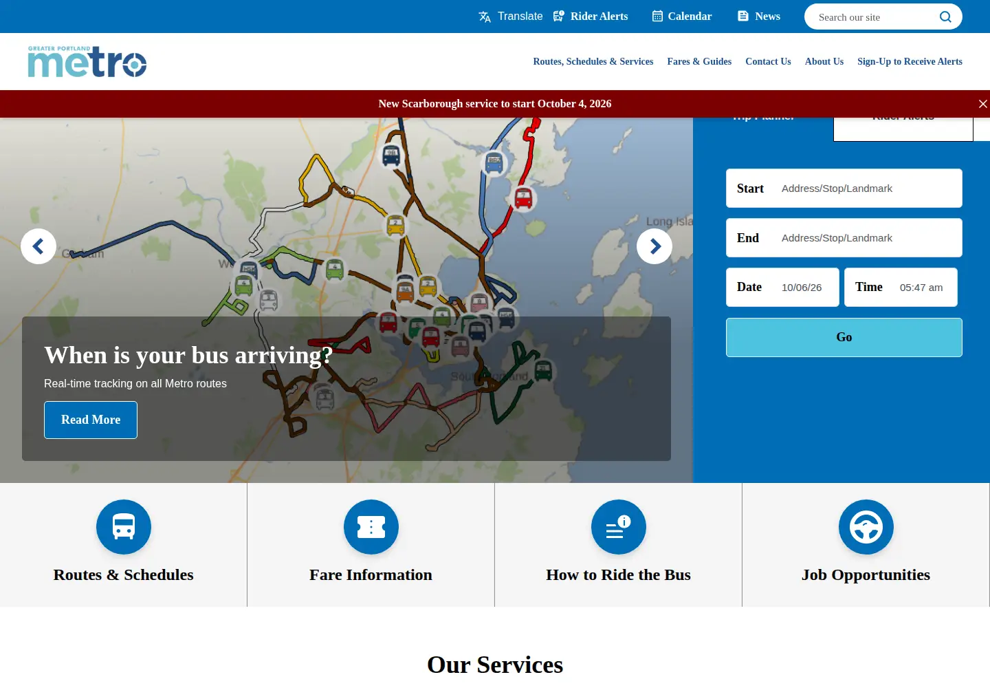 Captured homepage of gpmetro.org in the current scan