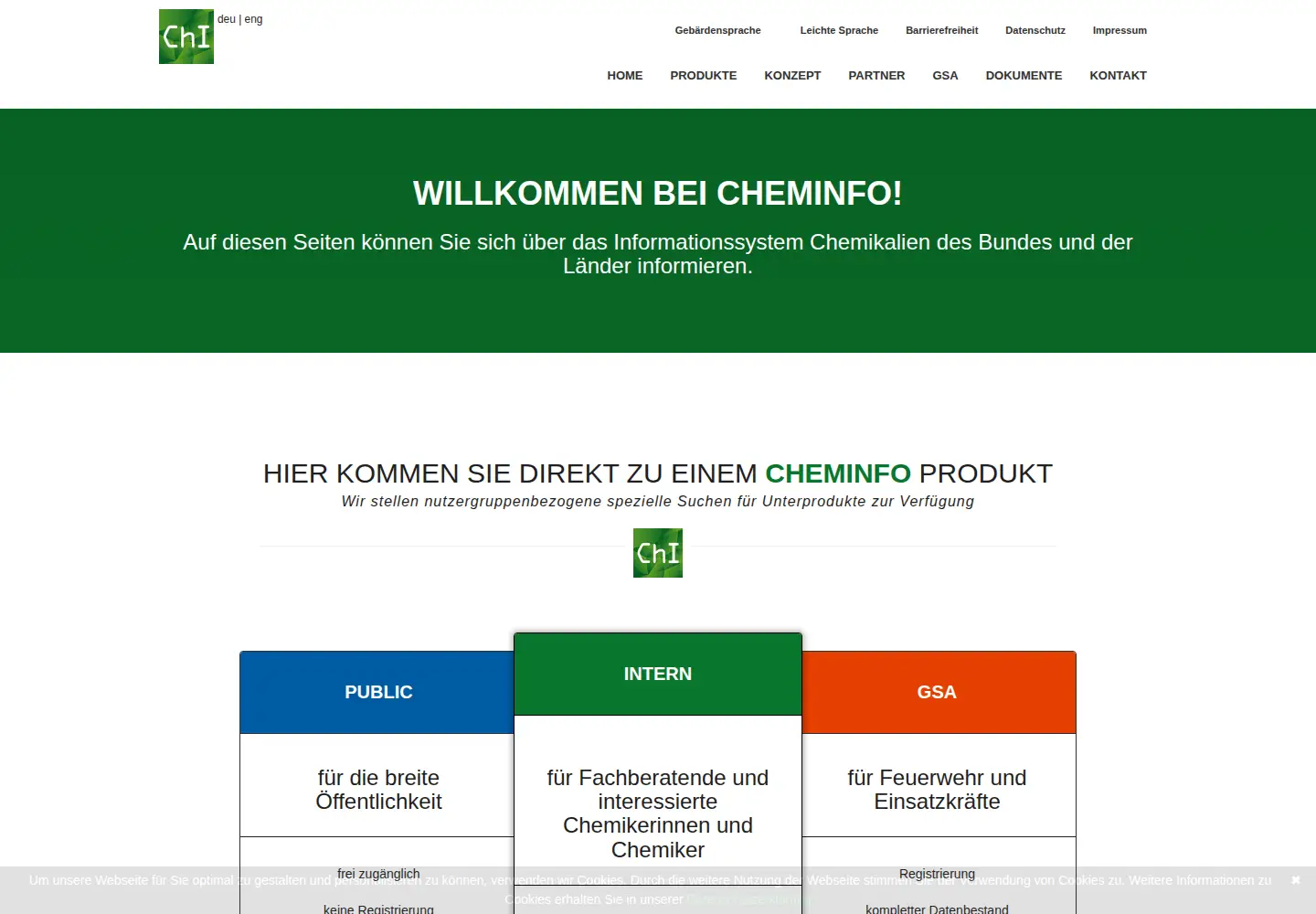Captured homepage of chemikalieninfo.de in the current scan