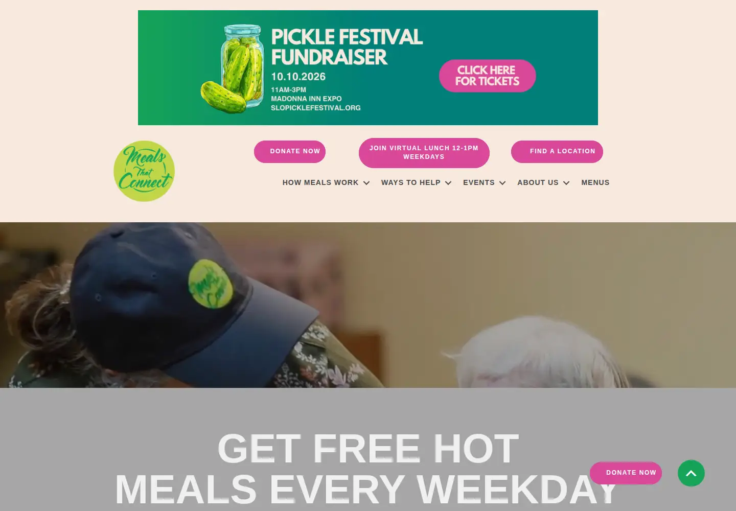 Captured homepage of mealsthatconnect.org in the current scan
