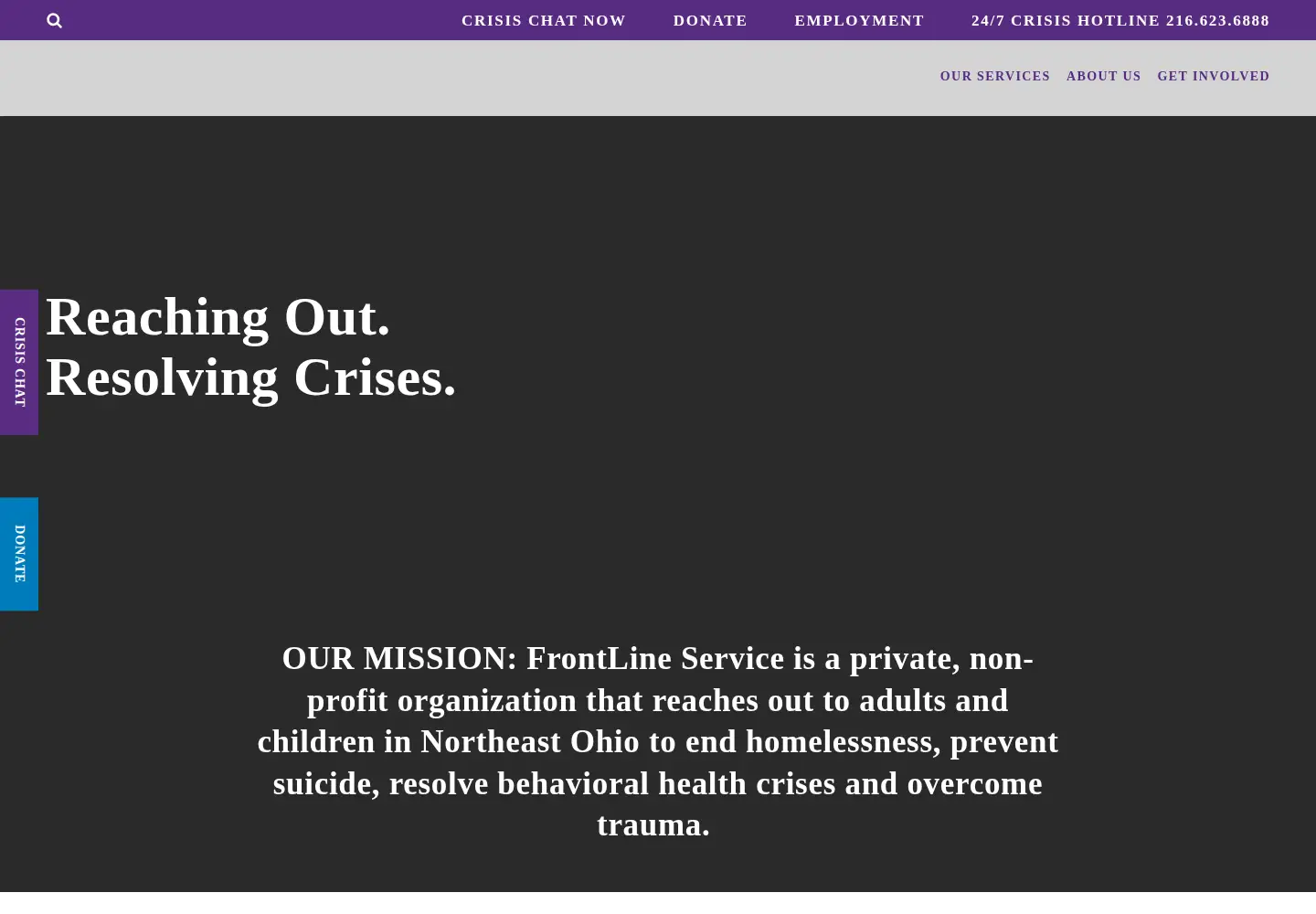 Captured homepage of frontlineservice.org in the current scan