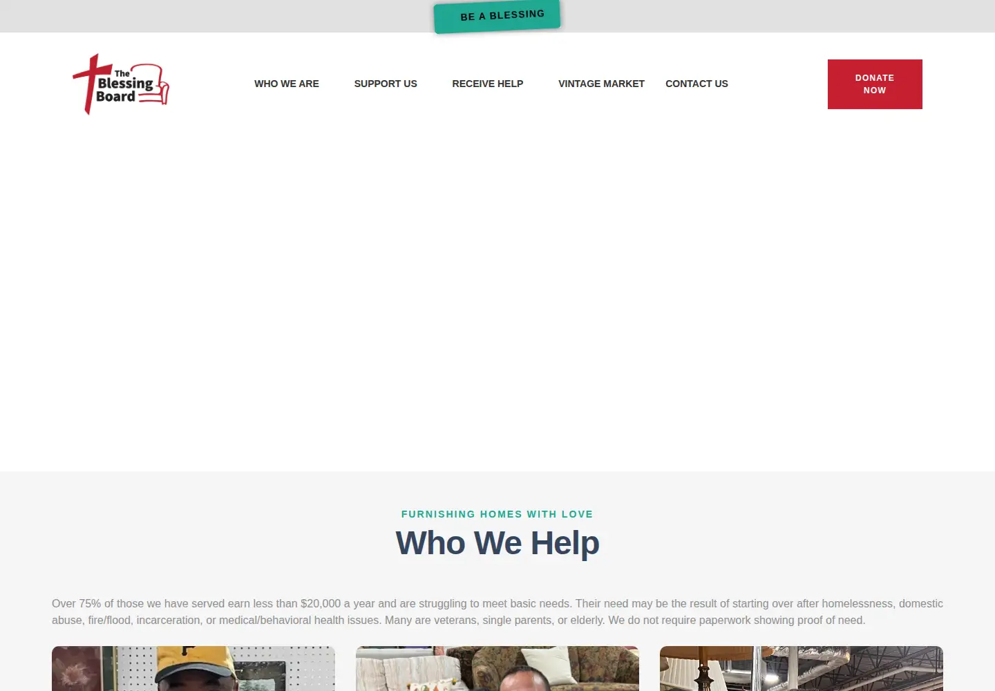 Captured homepage of theblessingboard.org in the current scan