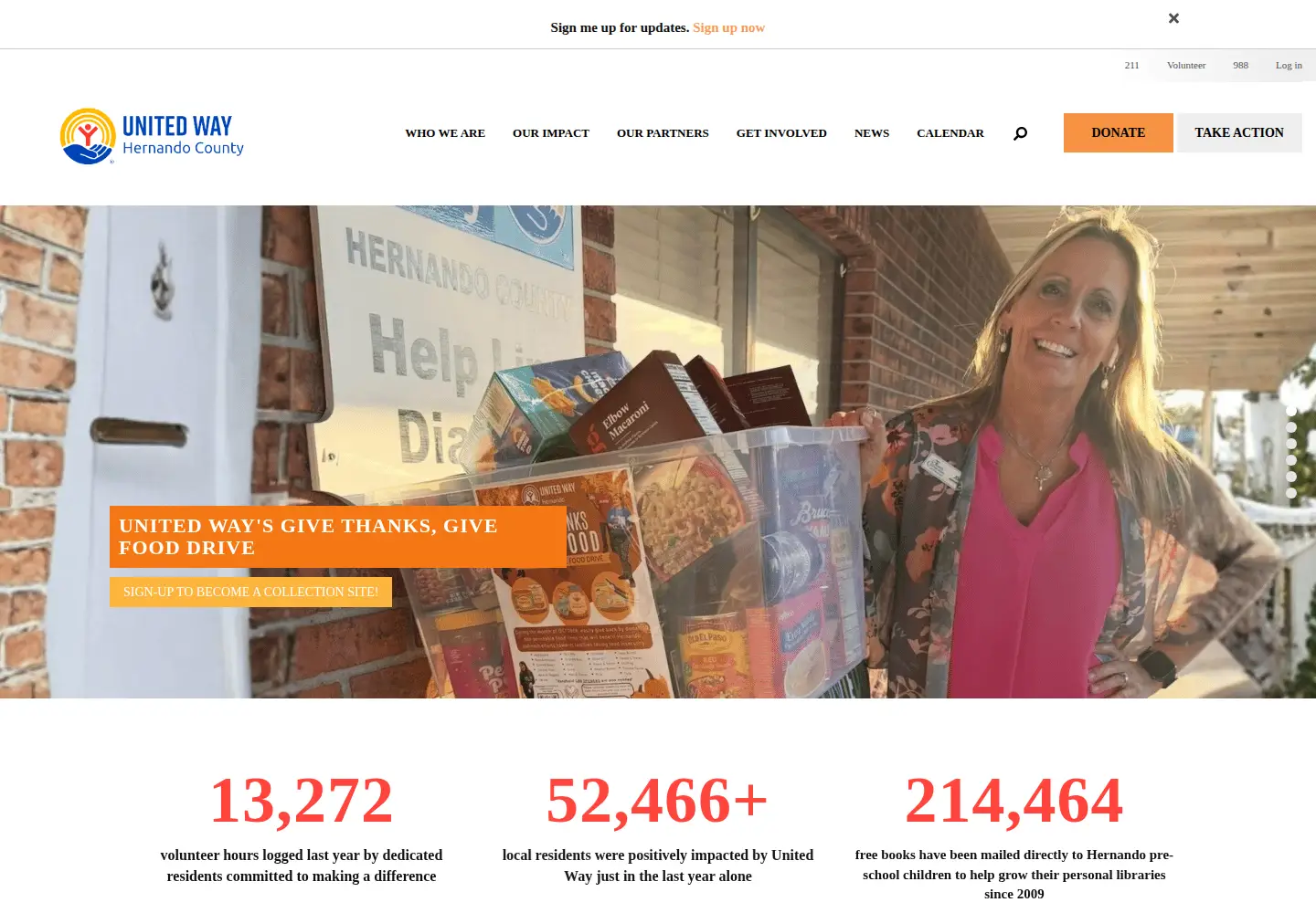 Captured homepage of unitedwayhernando.org in the current scan