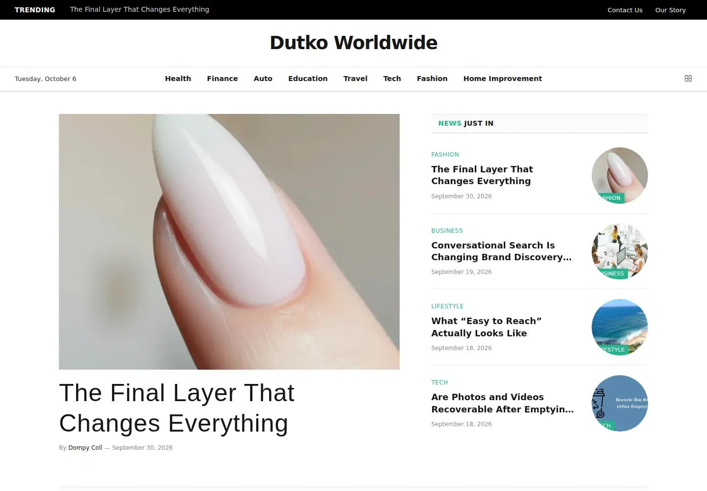 Captured homepage of dutkoworldwide.com in the current scan