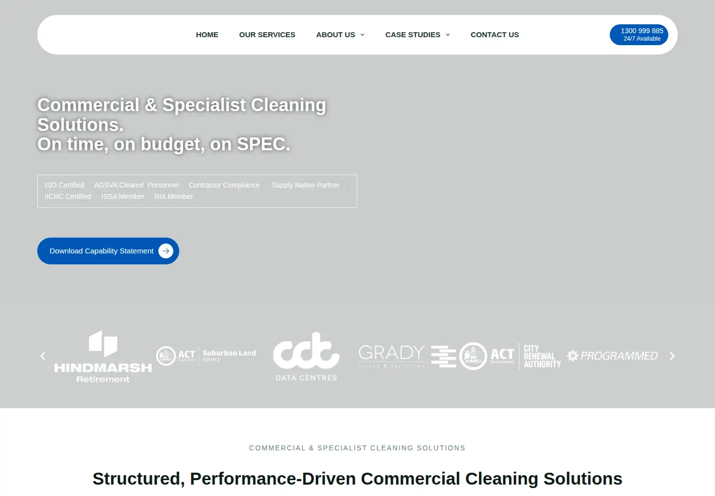 Captured homepage of specservices.com.au in the current scan