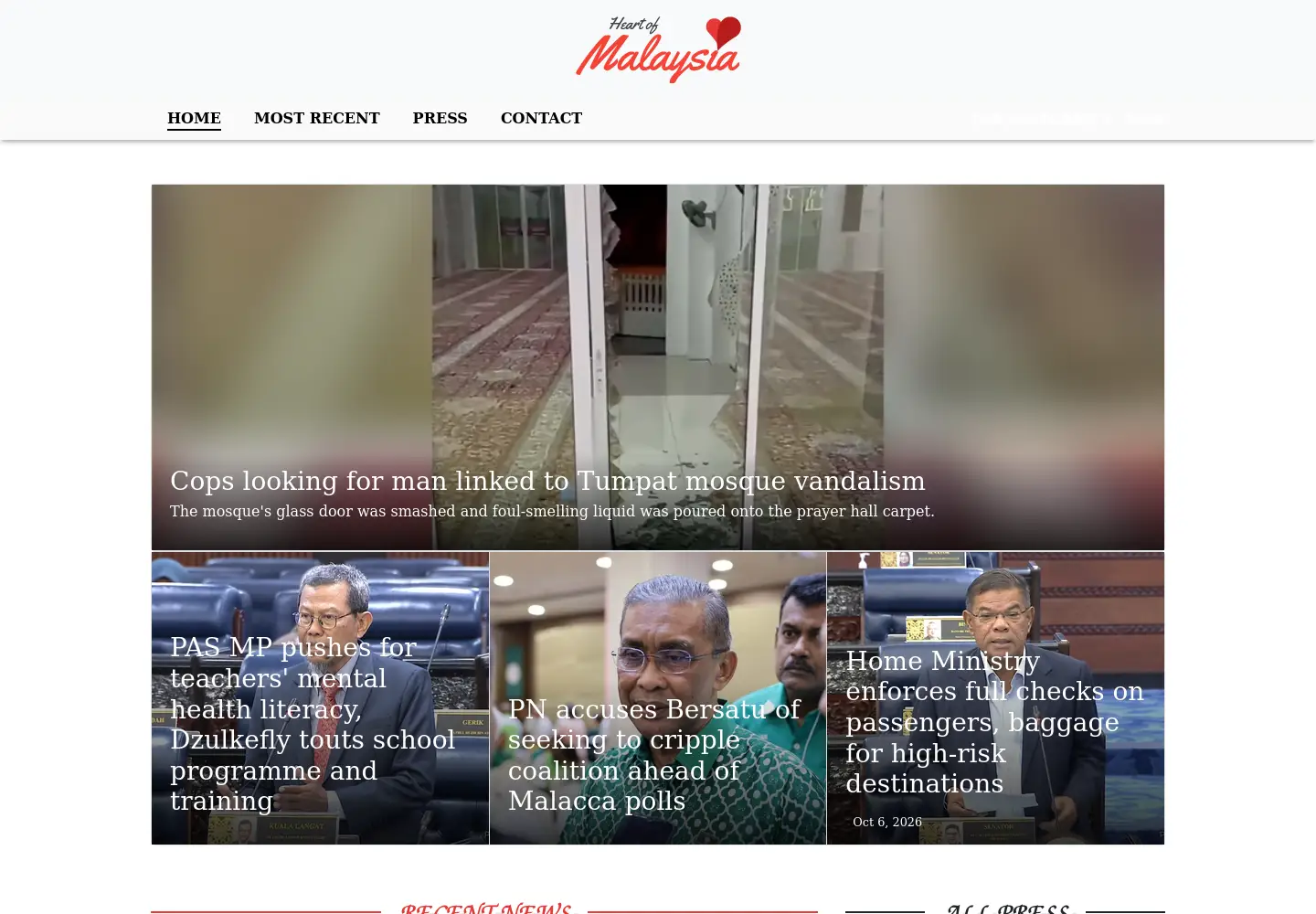 Captured homepage of heartofmalaysia.com in the current scan