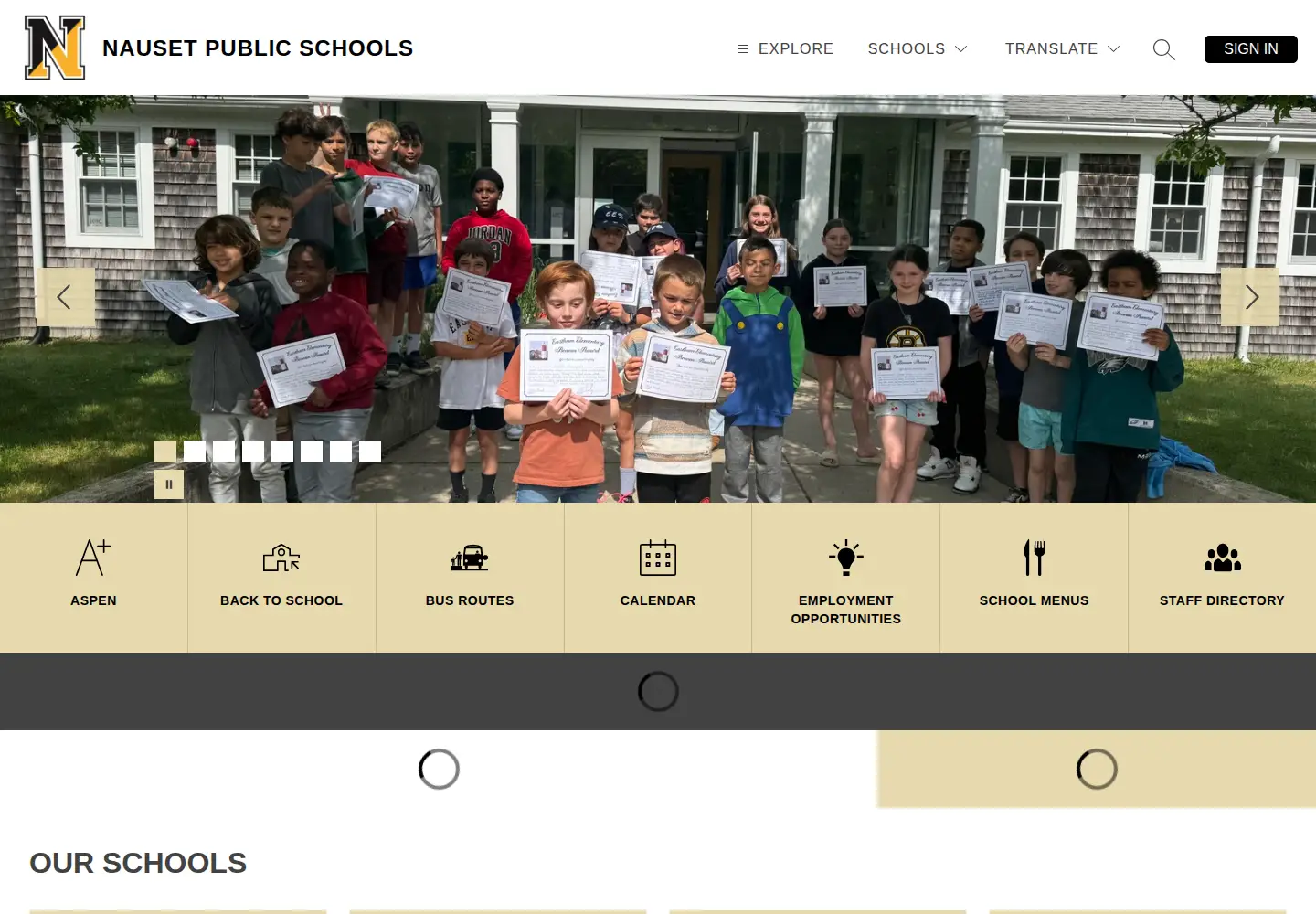 Screenshot of nausetschools.org