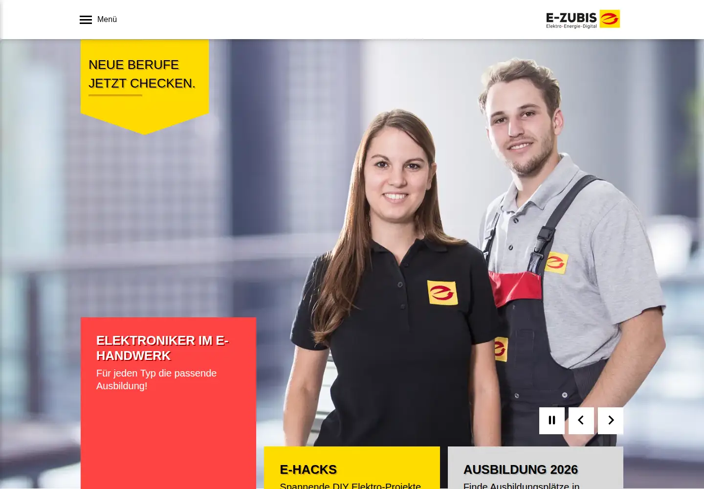 Captured homepage of e-zubis.de in the current scan