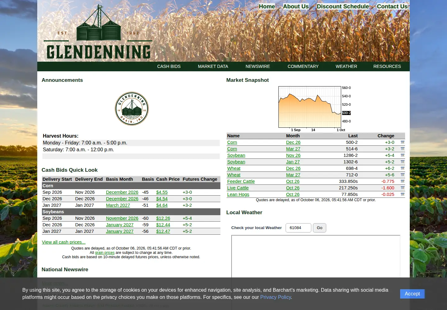 Screenshot of glendenninggrainandsoil.com