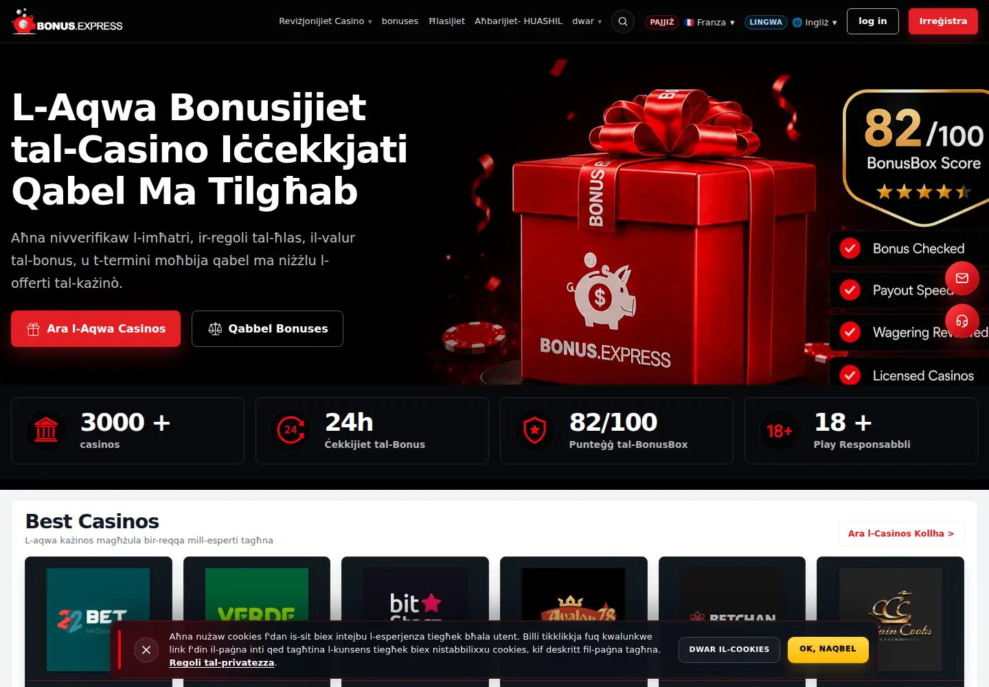 Screenshot of maltesebonus.eu