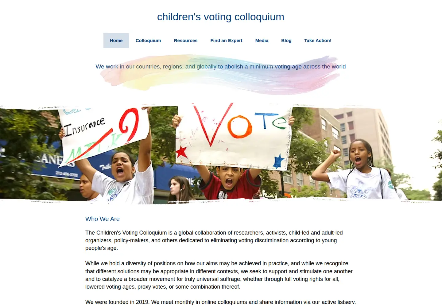 Captured homepage of childrenvoting.org in the current scan