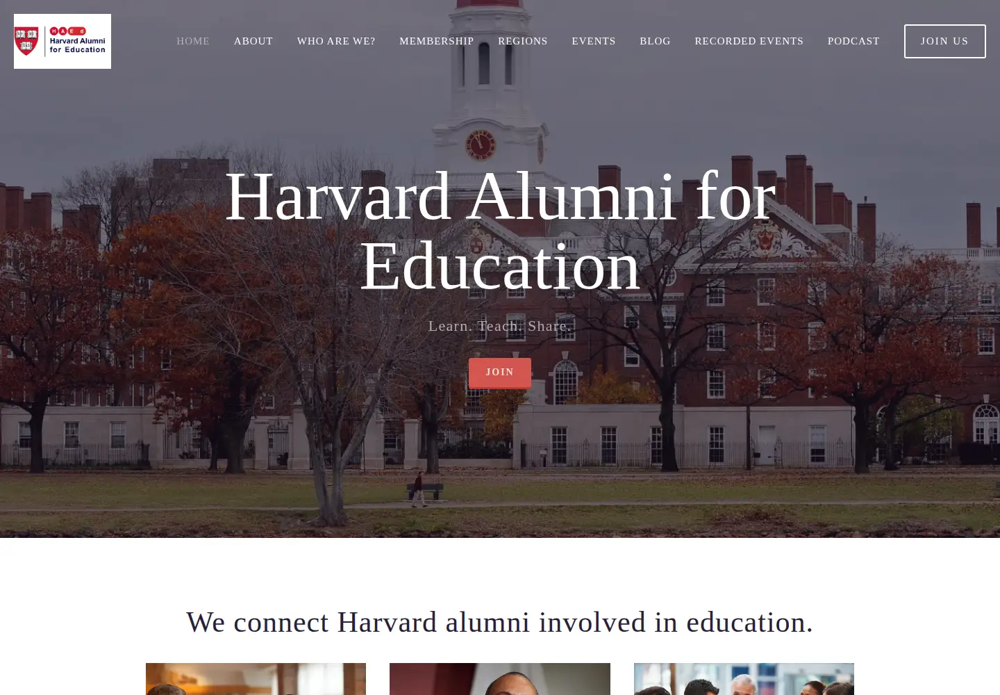 Screenshot of harvardaed.org