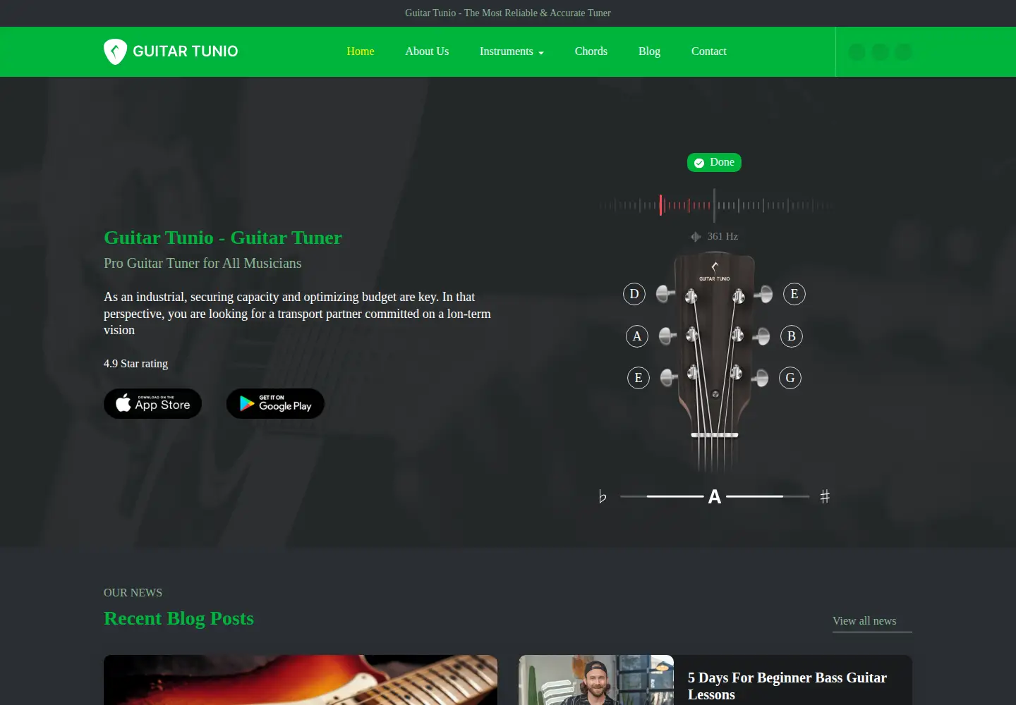 Captured homepage of guitartunio.com in the current scan