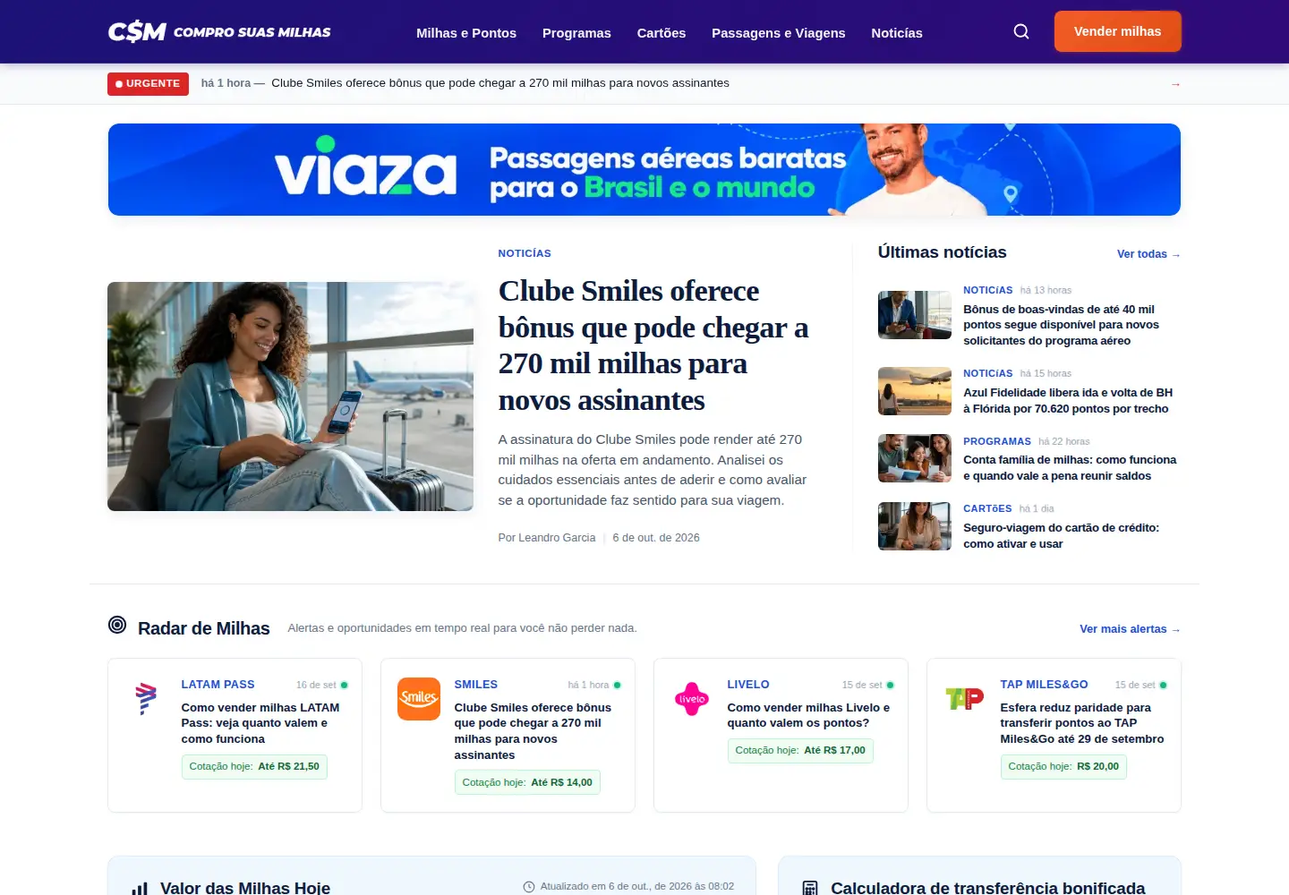 Screenshot of comprosuasmilhas.com.br