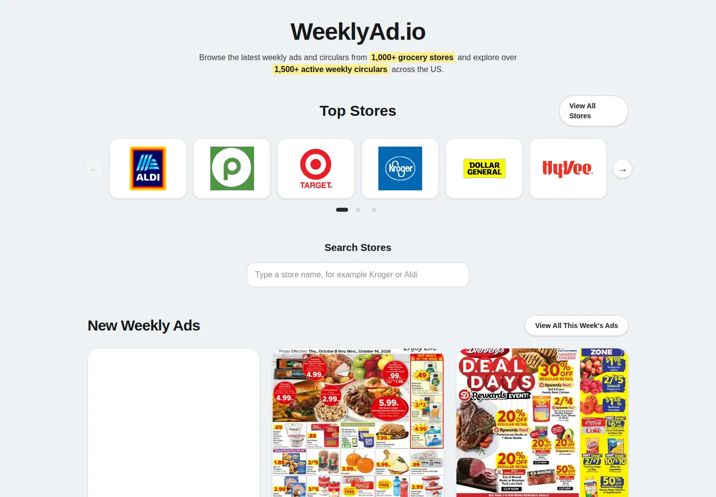 Screenshot of weeklyad.io