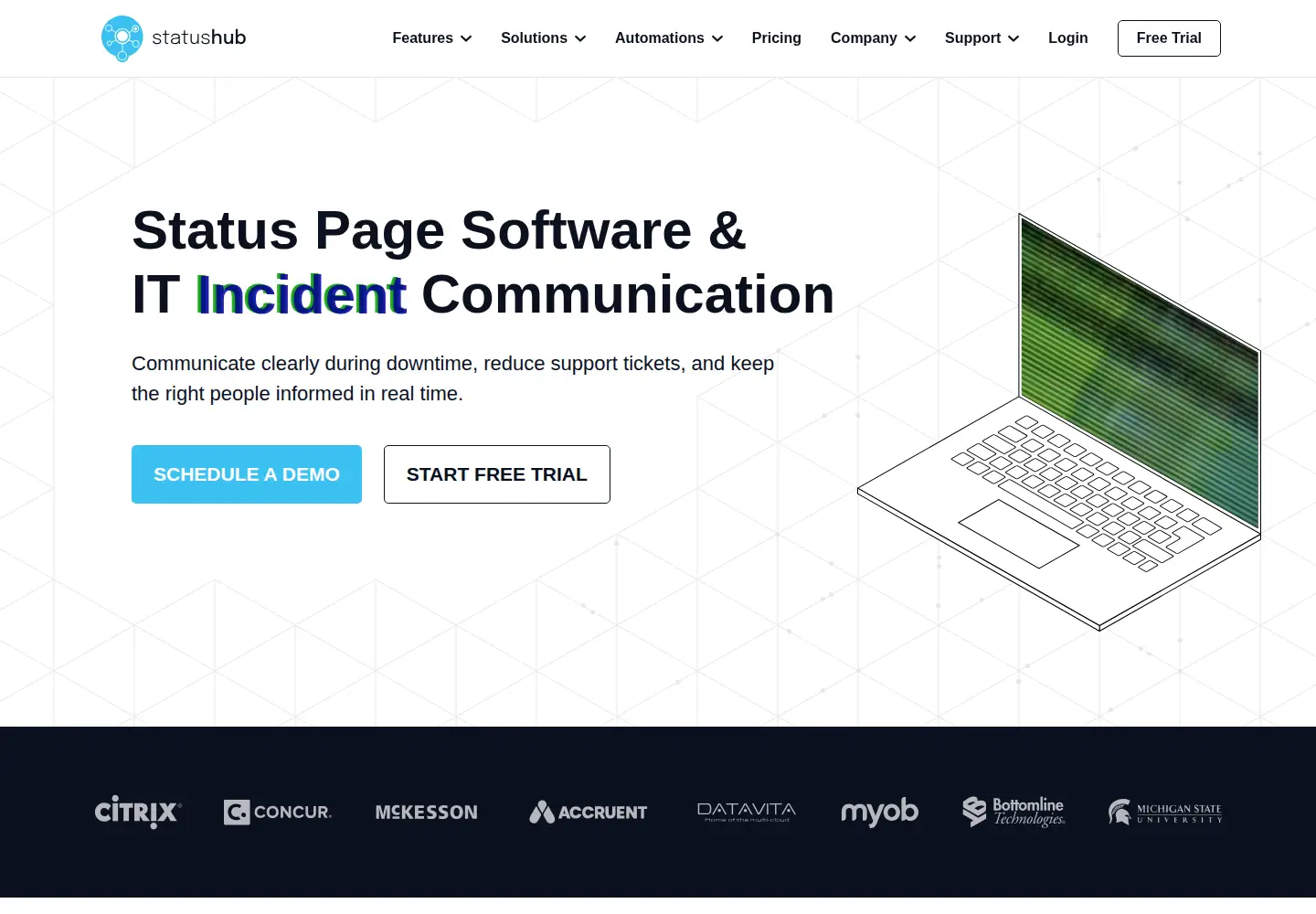 Screenshot of statushub.io