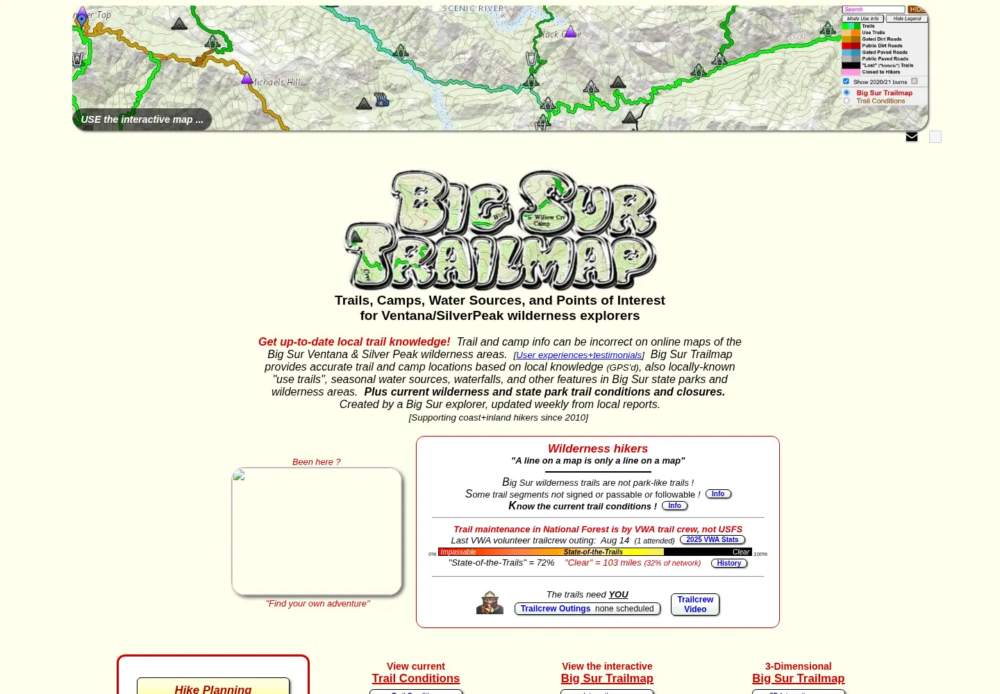 Captured homepage of bigsurtrailmap.net in the current scan