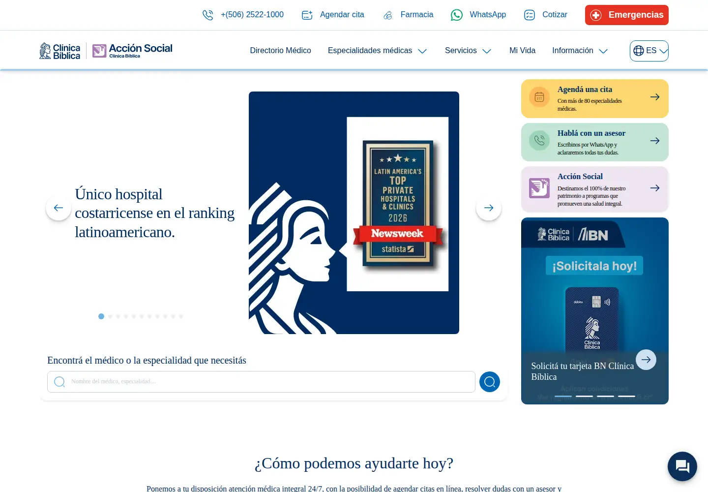 Captured homepage of clinicabiblica.com in the current scan