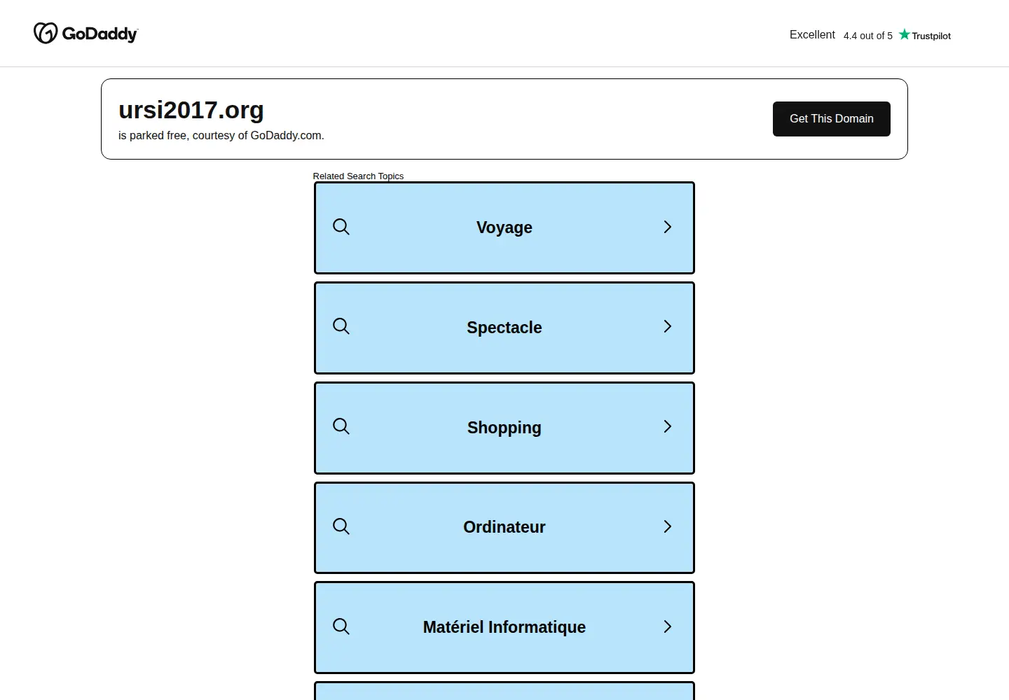 Captured homepage of ursi2017.org in the current scan