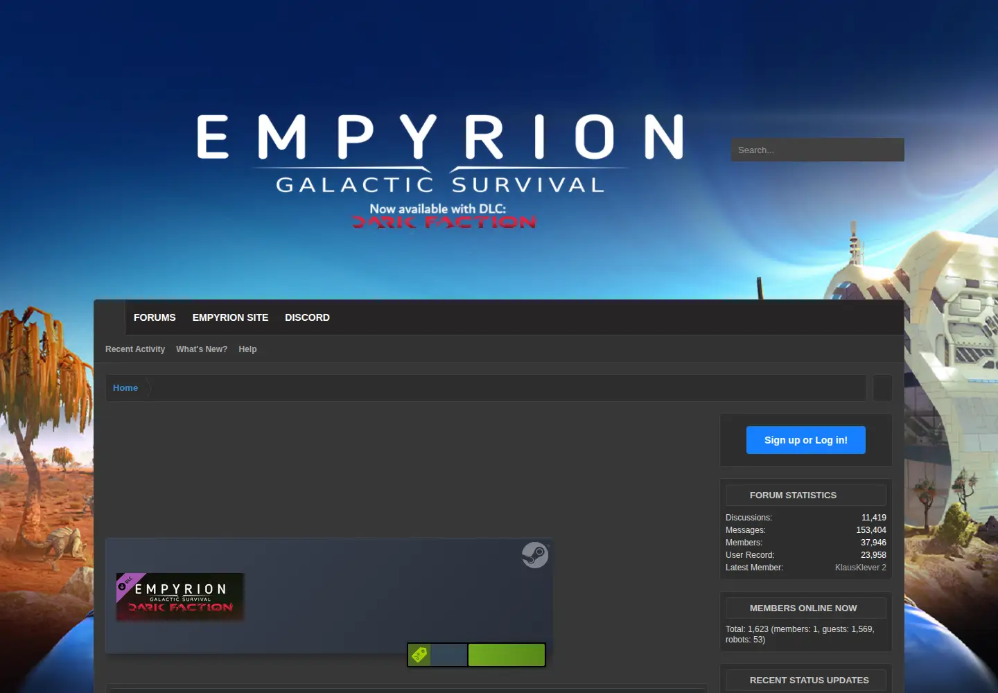 Captured homepage of empyriononline.com in the current scan