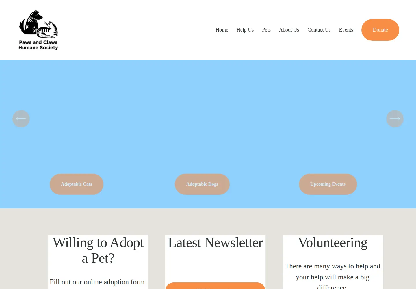 Screenshot of pawsandclaws.org