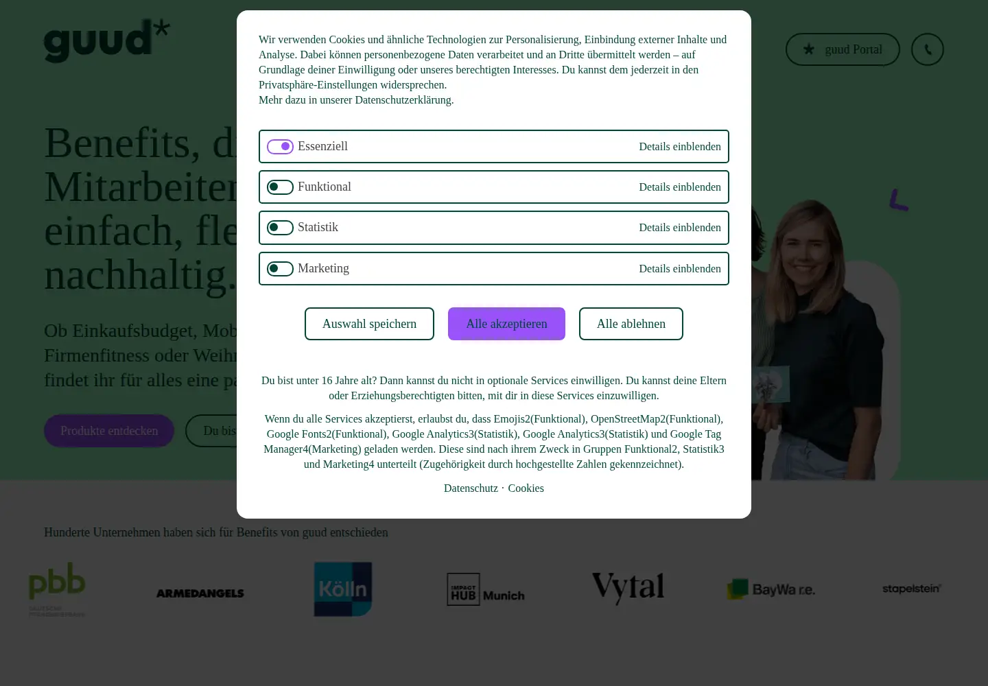Captured homepage of guud-benefits.com in the current scan