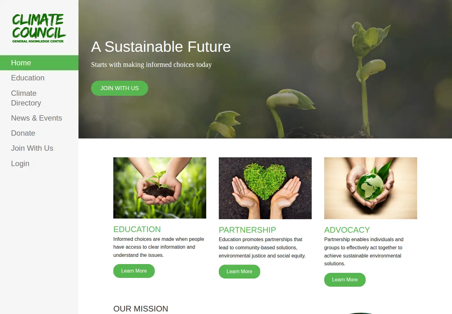 Captured homepage of climategkc.org in the current scan