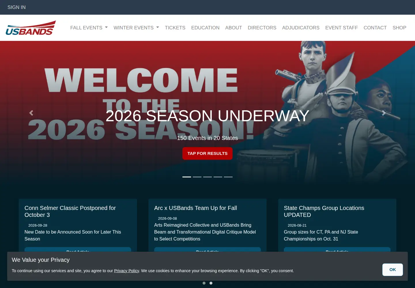 Screenshot of usbands.org