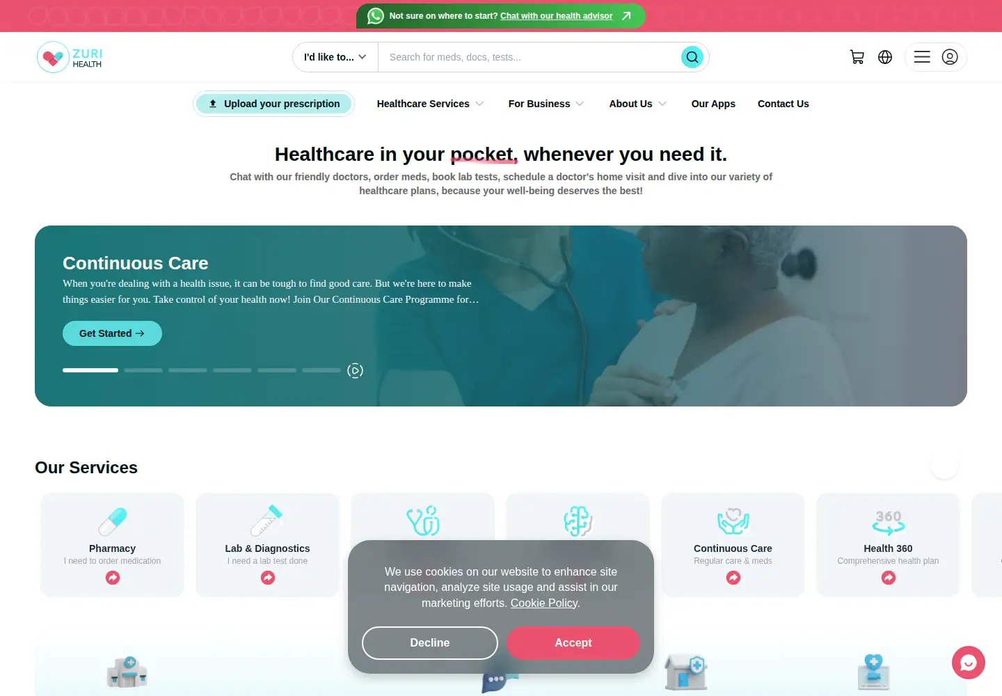 Screenshot of zuri.health