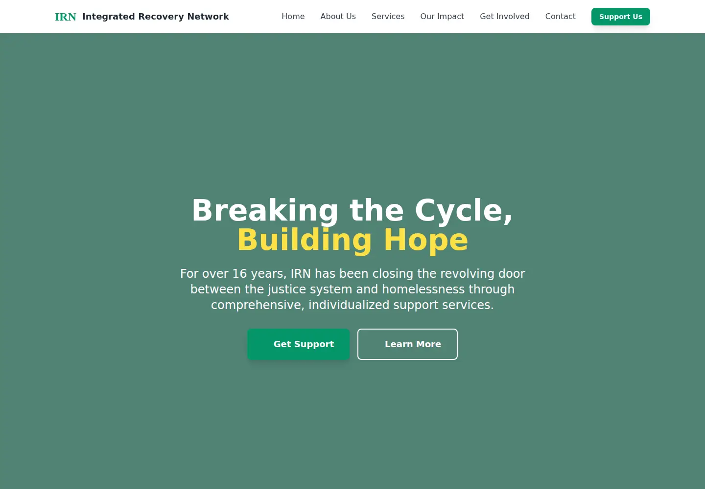 Screenshot of integratedrecoverynetwork.org