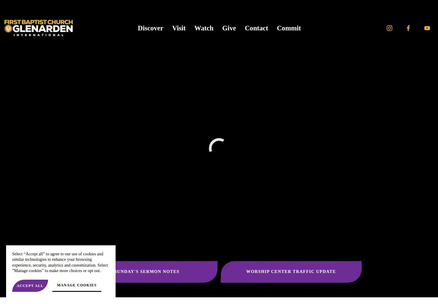 Captured homepage of fbcglenarden.org in the current scan