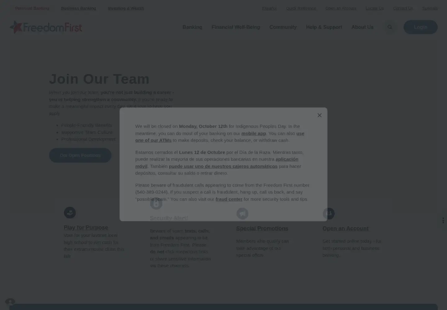 Captured homepage of freedomfirst.com in the current scan