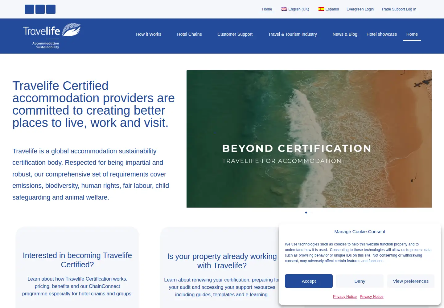Screenshot of travelifestaybetter.com
