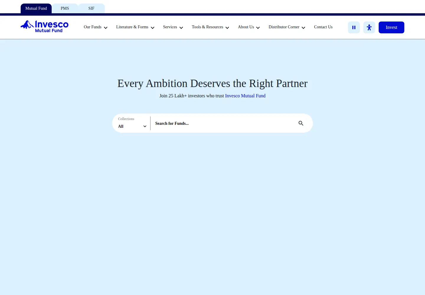 Screenshot of invescomutualfund.com