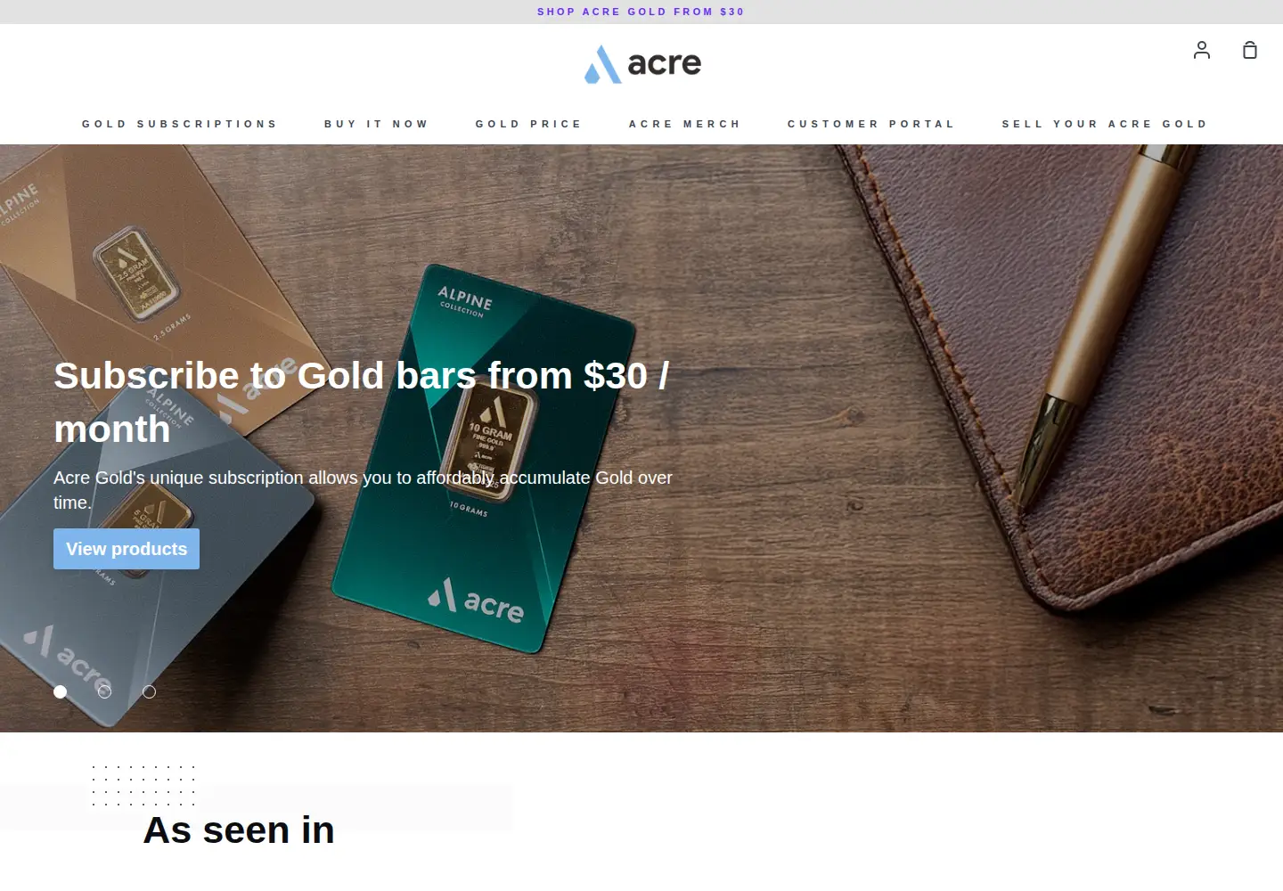 Screenshot of getacregold.com
