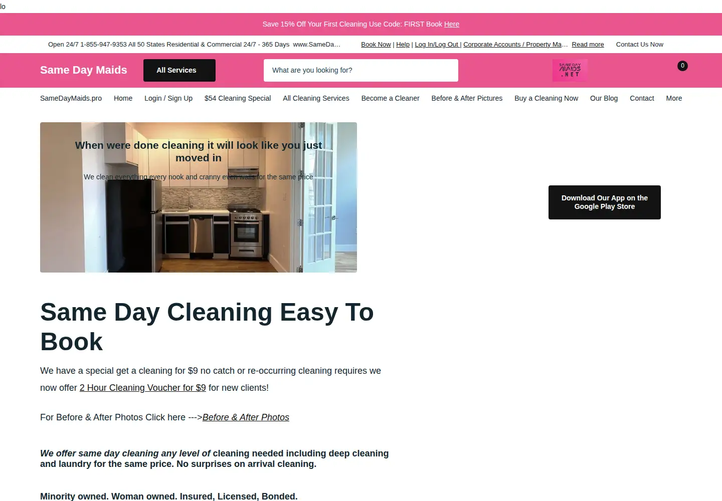 Screenshot of samedaymaids.net