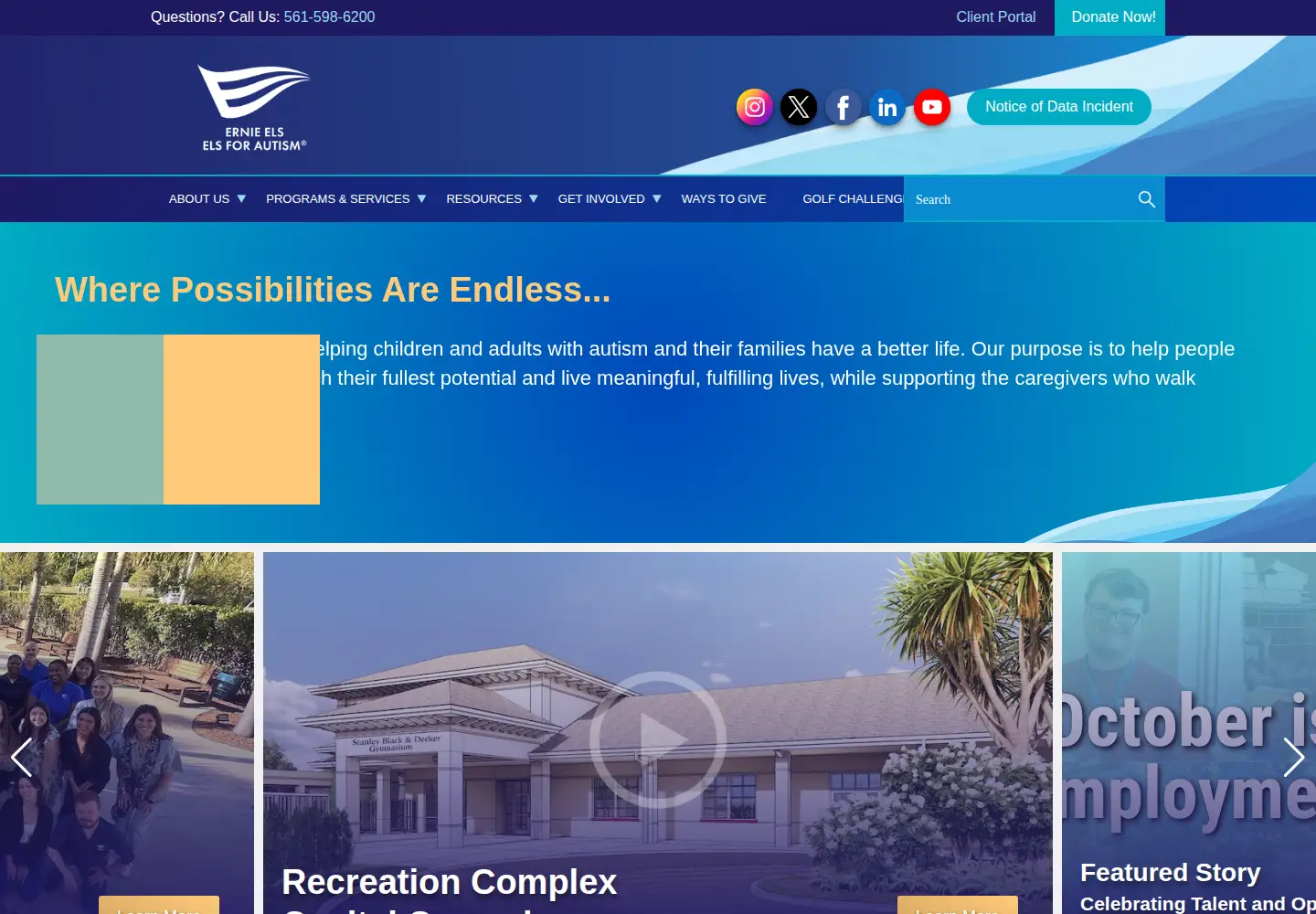 Captured homepage of elsforautism.org in the current scan
