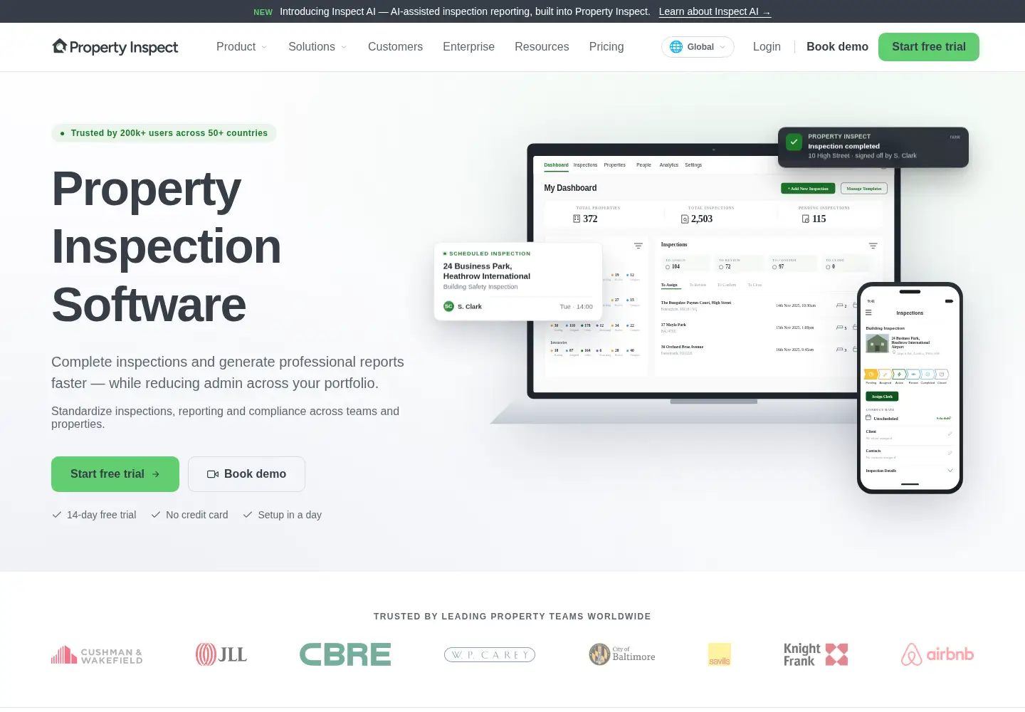 Captured homepage of propertyinspect.com in the current scan