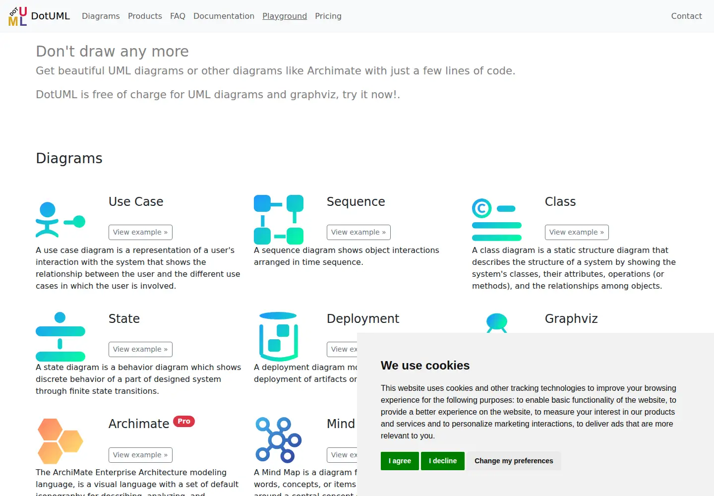Screenshot of dotuml.com