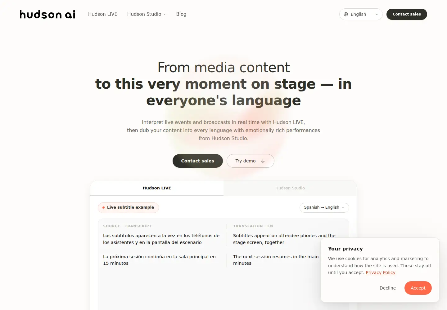 Screenshot of hudson-ai.com