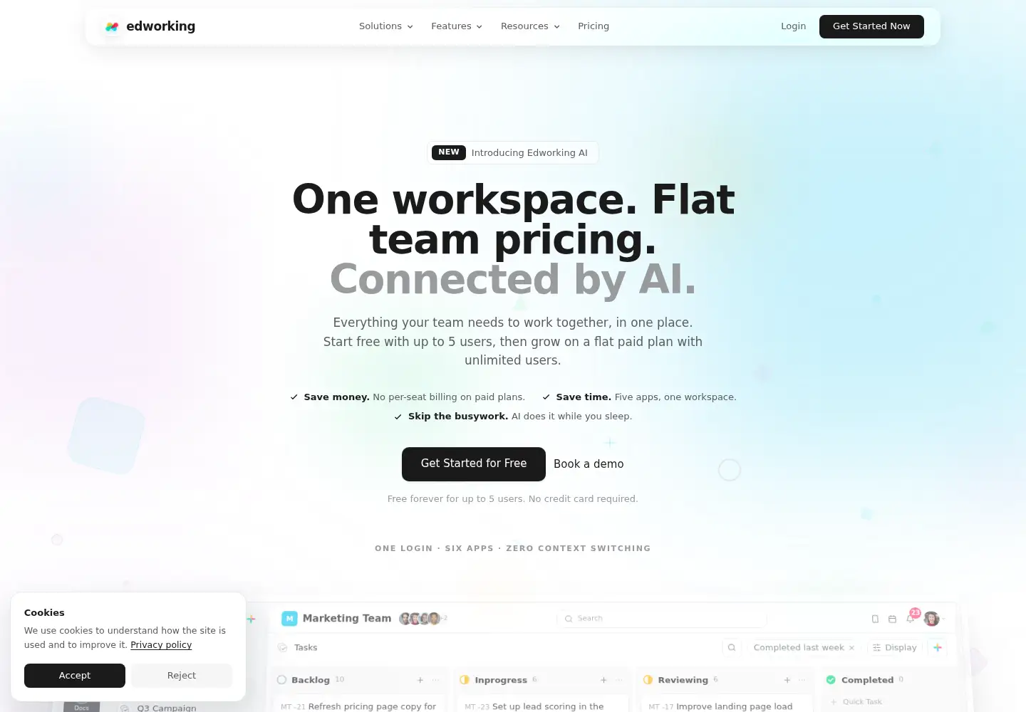 Captured homepage of edworking.com in the current scan